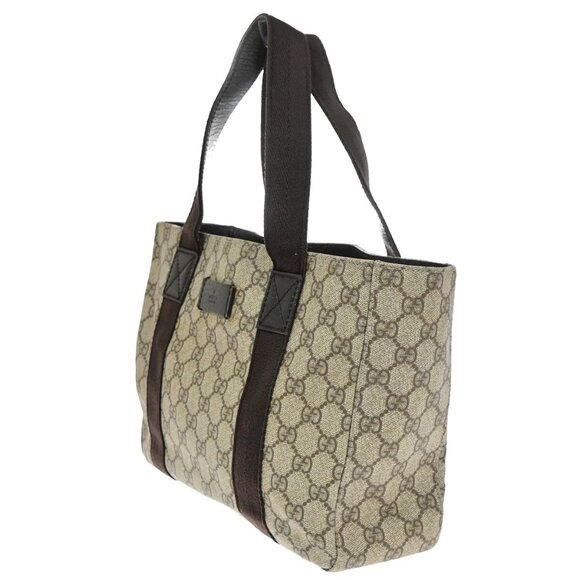 GUCCI Logo GG Pattern Hand Tote Bag PVC Leather Brown Made In Italy - Picture 6 of 16